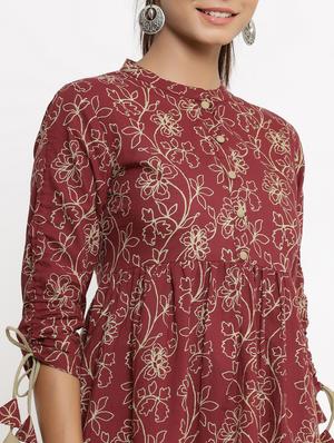 mandarin neck printed tunic - 18007240 - Standard Image - 4