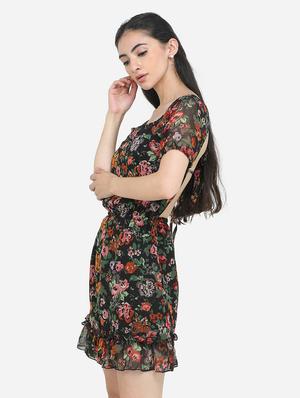 square neck floral a-line dress - 18007616 - Standard Image - 2