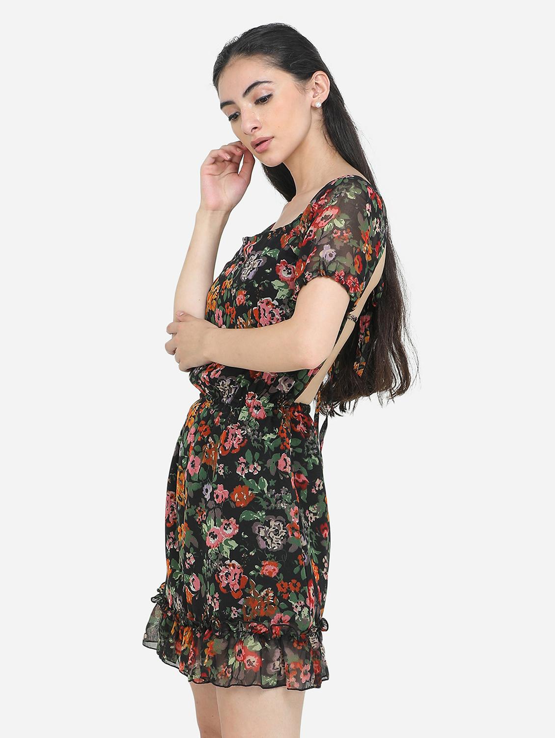 square neck floral a-line dress - 18007616 - Zoom Image - 2