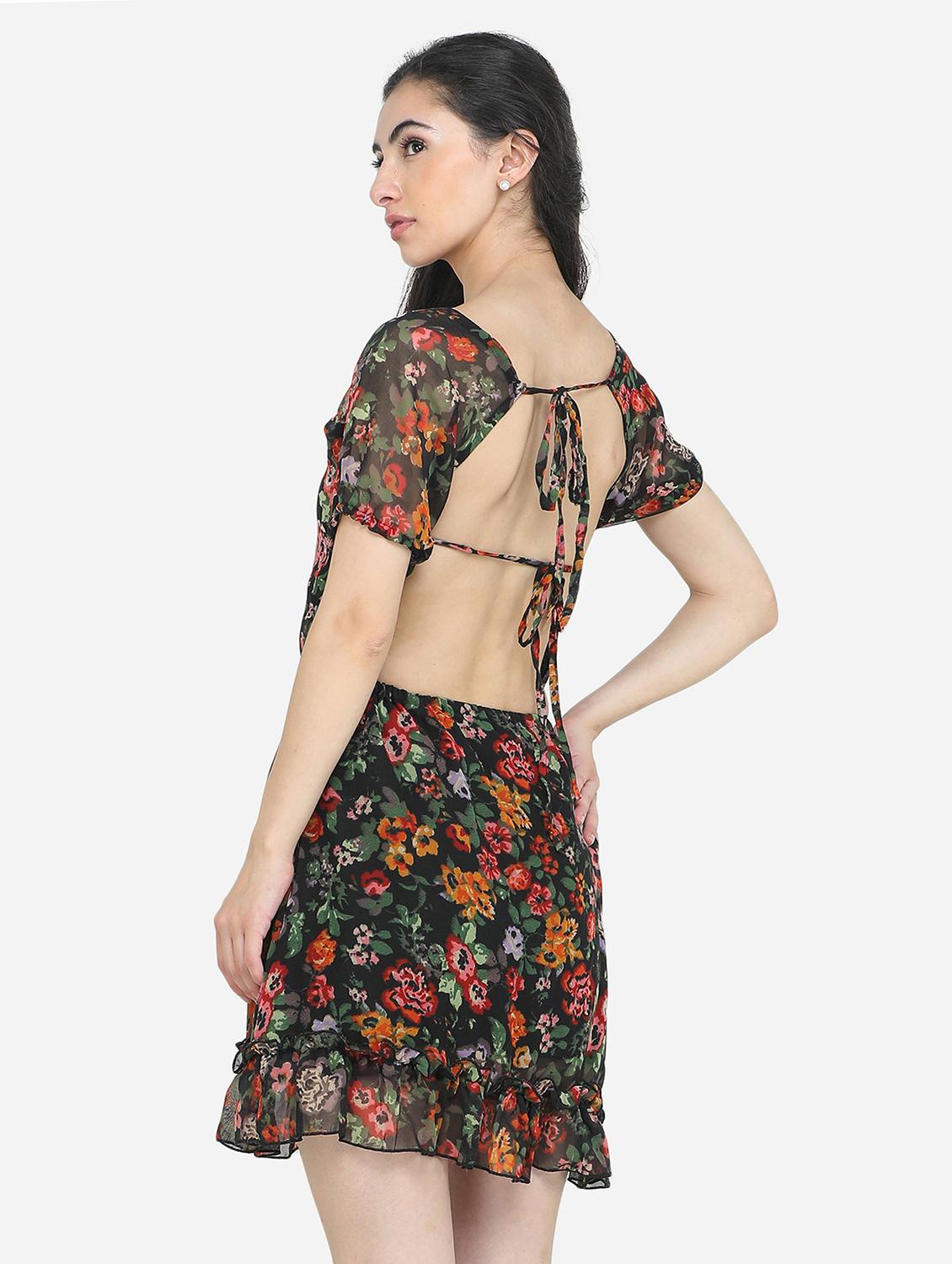 square neck floral a-line dress - 18007616 - Zoom Image - 3