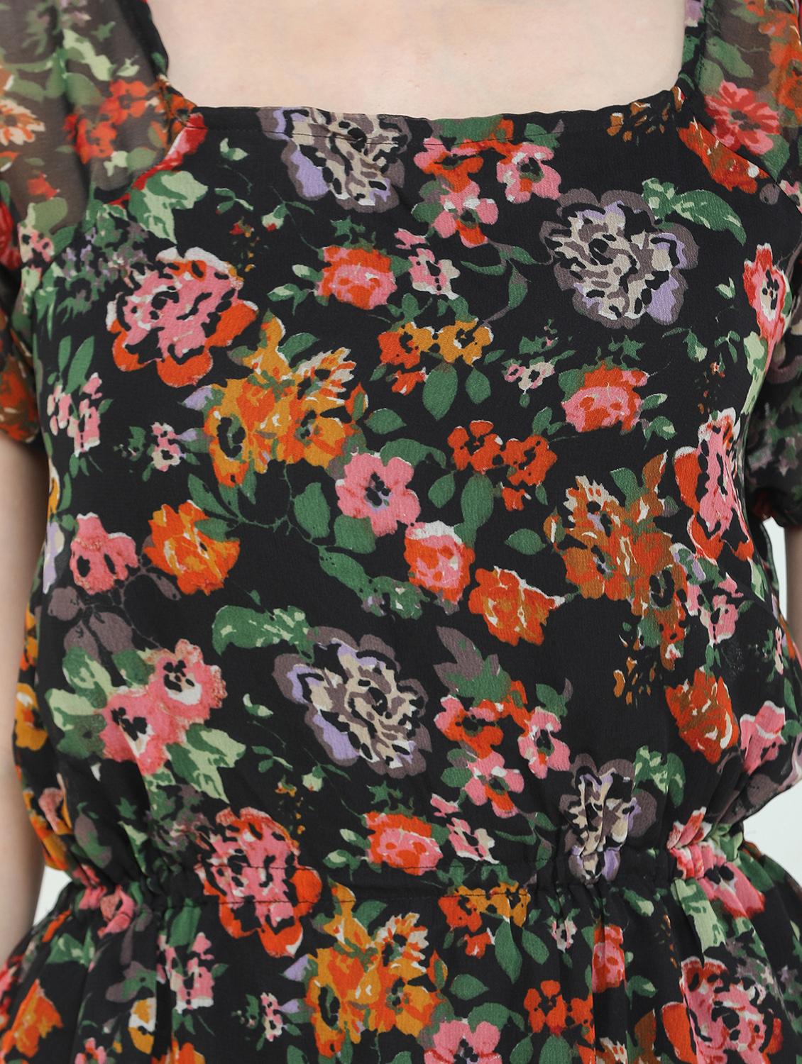 square neck floral a-line dress - 18007616 - Zoom Image - 5