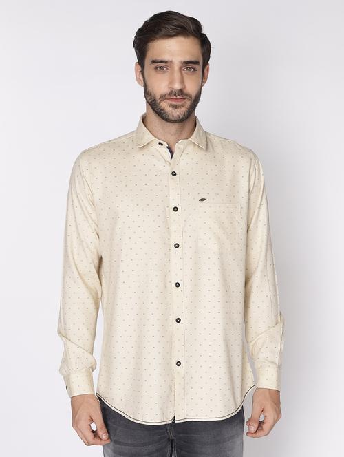 beige printed casual shirt - 18008223 - Standard Image - 1