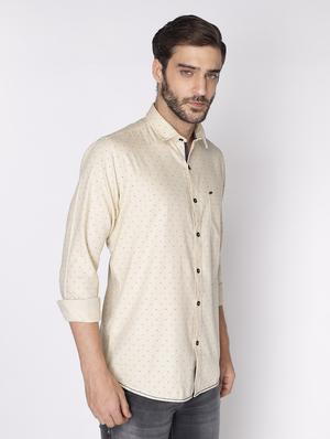beige printed casual shirt - 18008223 - Standard Image - 3