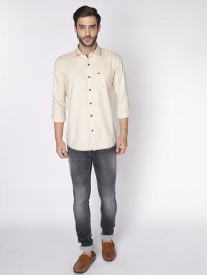 beige printed casual shirt - 18008223 - Standard Image - 5