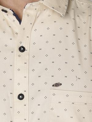 beige printed casual shirt - 18008223 - Standard Image - 6