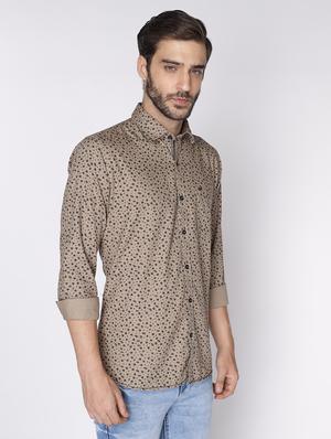 brown printed casual shirt - 18008229 - Standard Image - 2