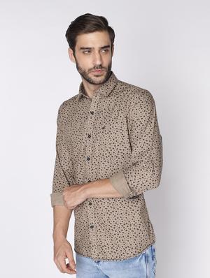 brown printed casual shirt - 18008229 - Standard Image - 3