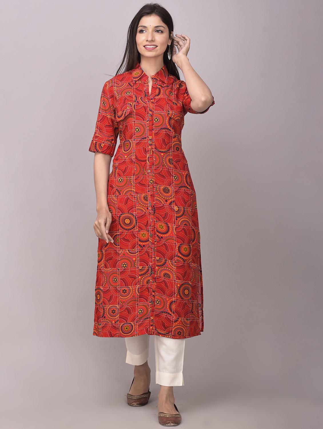 printed straight kurta - 18008246 - Zoom Image - 1