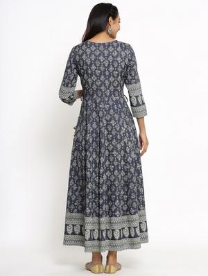 grey rayon anarkali kurta - 18008625 - Standard Image - 3