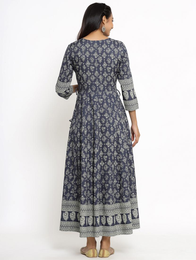 grey rayon anarkali kurta - 18008625 - Zoom Image - 3