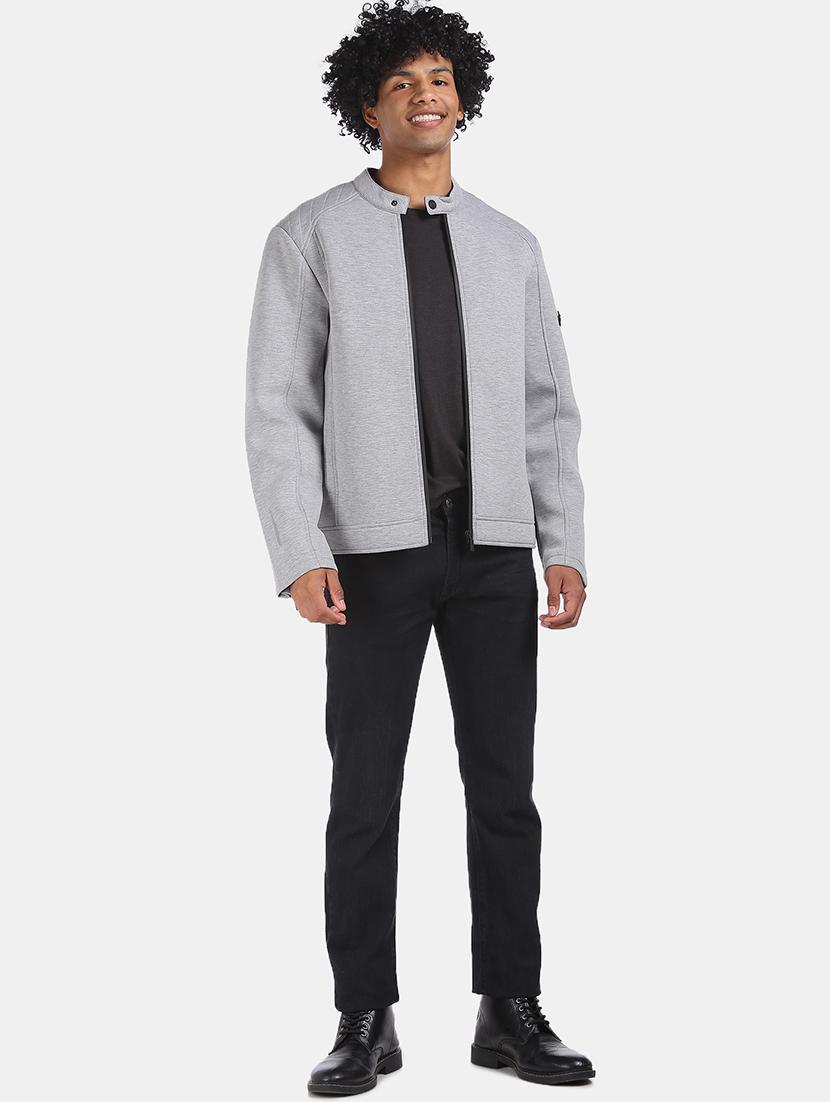 grey self design casual jacket - 18008752 - Zoom Image - 4