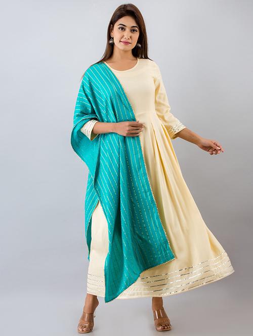 solid kurta dupatta set - 18009650 - Standard Image - 1