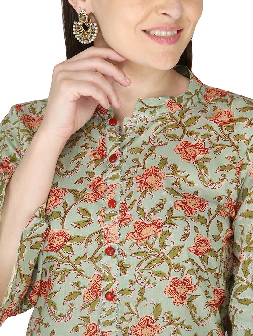 floral straight kurta - 18010267 - Zoom Image - 4