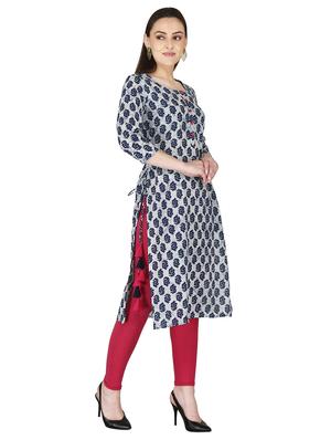 printed straight kurta - 18010271 - Standard Image - 2