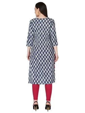 printed straight kurta - 18010271 - Standard Image - 3