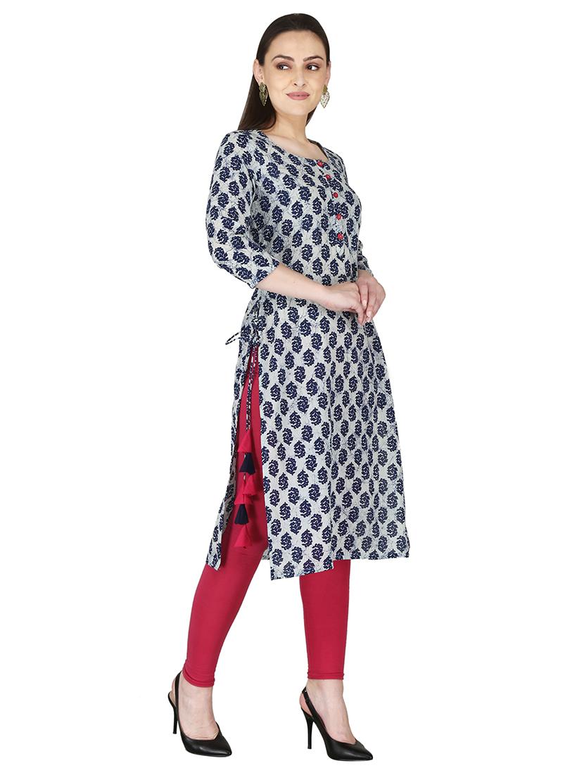 printed straight kurta - 18010271 - Zoom Image - 2
