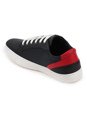 navy pu lace up sneakers - 18010366 - Standard Image - 3