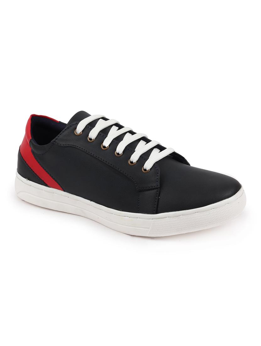 navy pu lace up sneakers - 18010366 - Zoom Image - 1