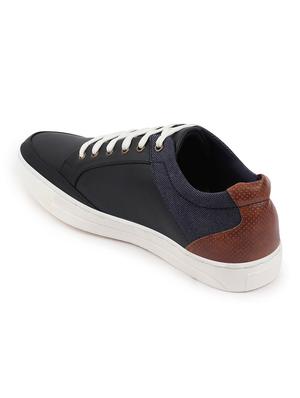 navy pu lace up sneakers - 18010371 - Standard Image - 3