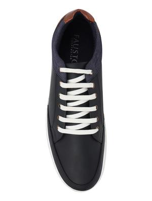 navy pu lace up sneakers - 18010371 - Standard Image - 4