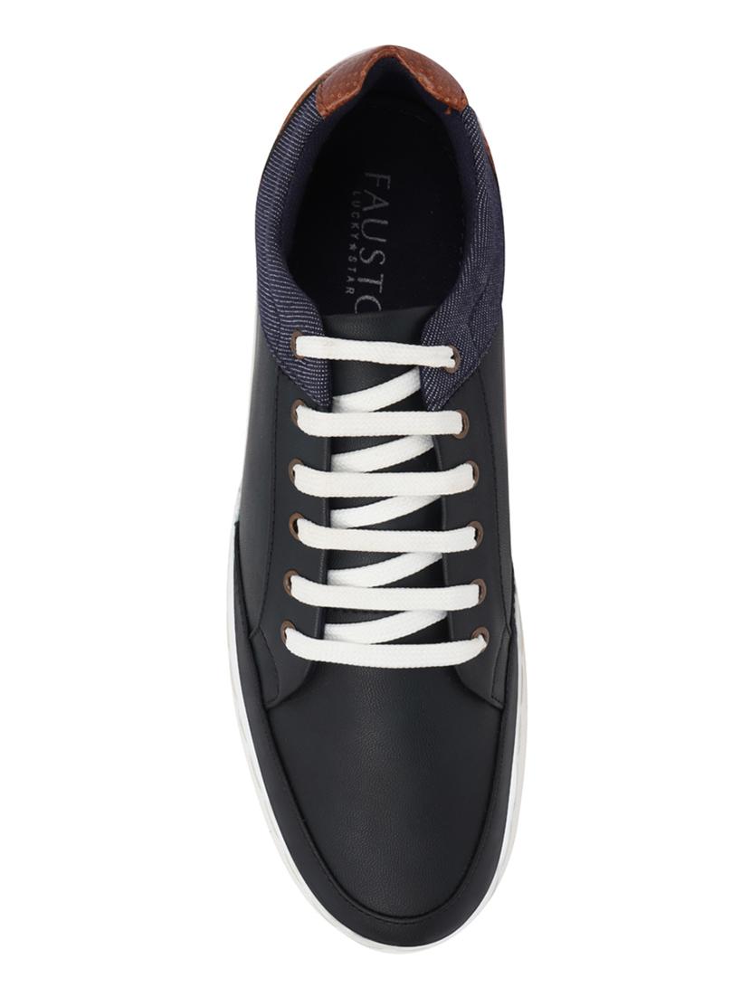 navy pu lace up sneakers - 18010371 - Zoom Image - 4