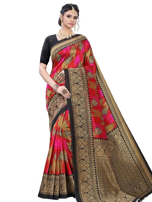 multi colored printed saree with blouse - 18010638 - Very Small Image - 1