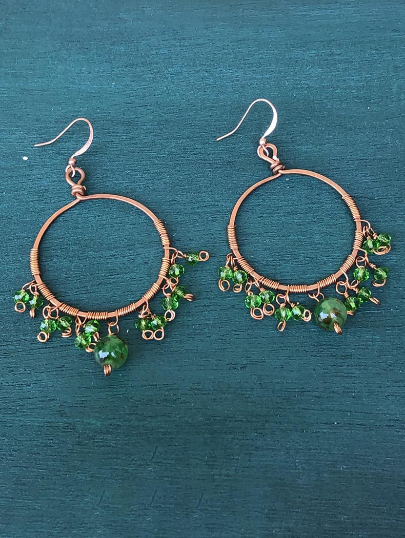 green stone hoop earring - 18010962 - Zoom Image - 1