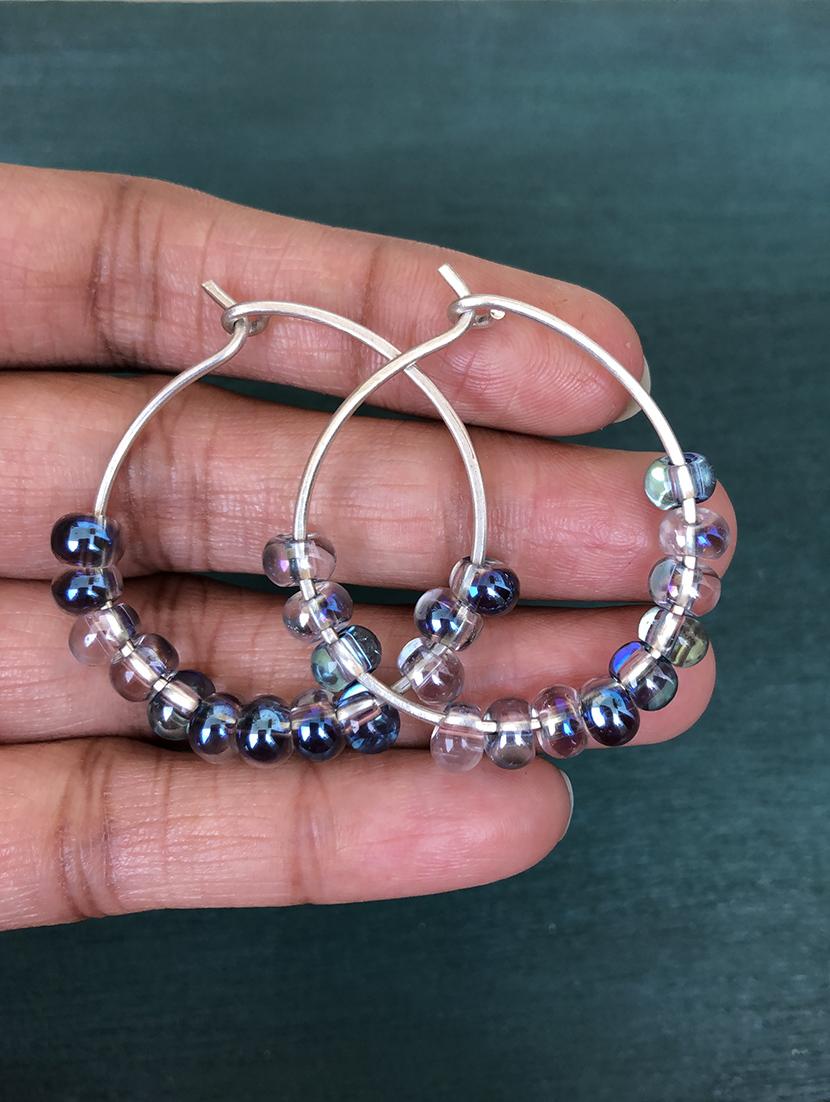 blue beads balli earring - 18010969 - Zoom Image - 2