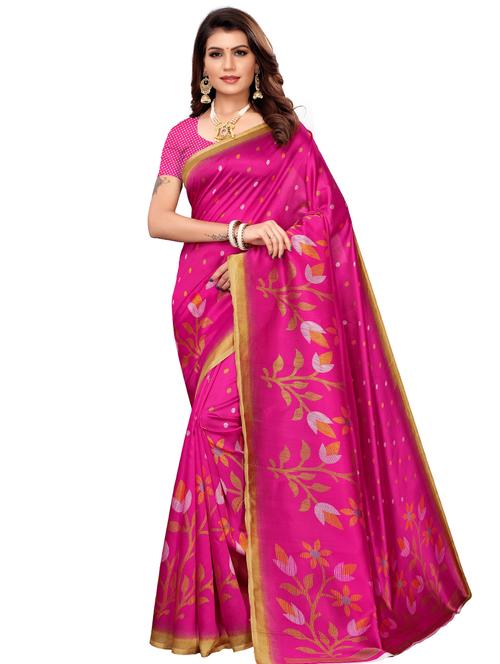 floral printed saree with blouse - 18011007 - Very Small Image - 1