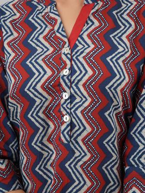 mandarin neck printed regular tunic - 18011503 - Standard Image - 5