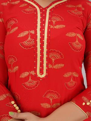 red rayon straight kurta - 18011545 - Standard Image - 4