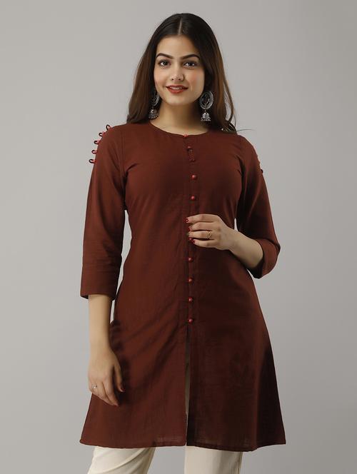 round neck solid tunic - 18011768 - Standard Image - 1