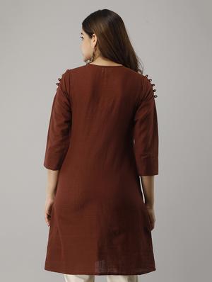 round neck solid tunic - 18011768 - Standard Image - 3