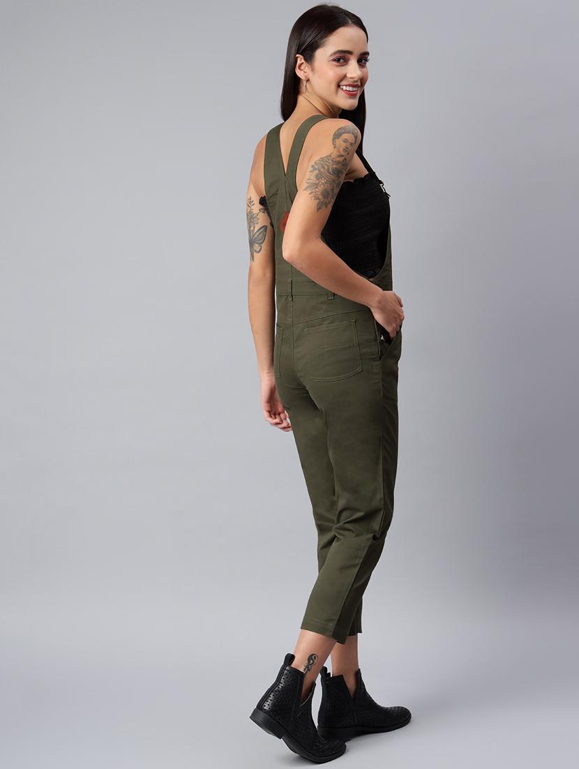 square neck solid dungaree jumpsuit - 18011915 - Zoom Image - 3