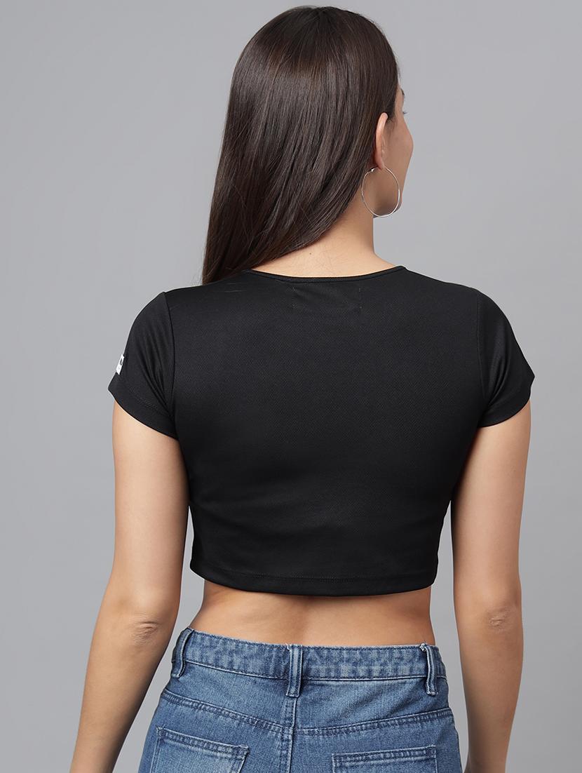 round neck solid crop top - 18011923 - Zoom Image - 3