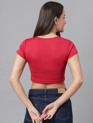 round neck solid crop top - 18011929 - Standard Image - 3