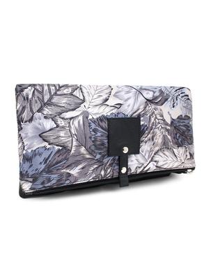grey leatherette (pu) fold over clutch - 18012317 - Standard Image - 5