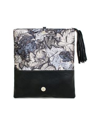 grey leatherette (pu) fold over clutch - 18012317 - Standard Image - 6