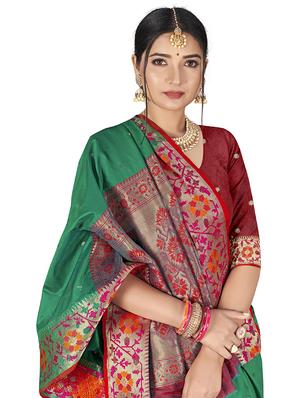 ethnic motifs woven saree with blouse - 18012339 - Standard Image - 2