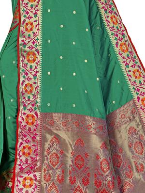 ethnic motifs woven saree with blouse - 18012339 - Standard Image - 4