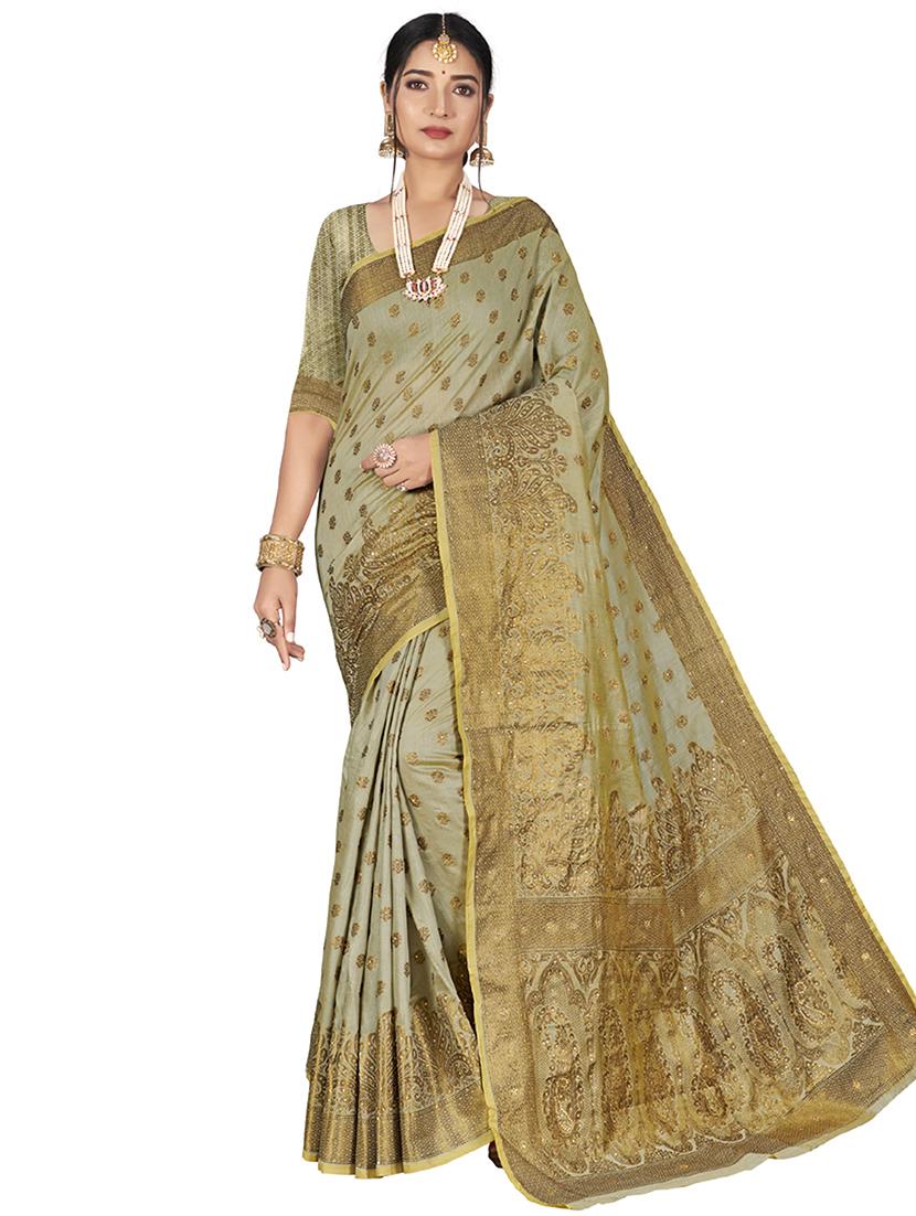 ethnic motifs banarasi saree with blouse - 18012347 - Zoom Image - 1