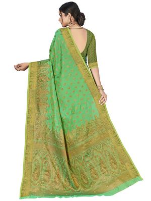 ethnic motifs banarasi saree with blouse - 18012348 - Standard Image - 3