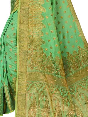 ethnic motifs banarasi saree with blouse - 18012348 - Standard Image - 4