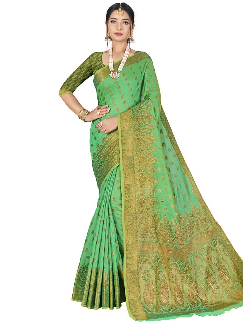ethnic motifs banarasi saree with blouse - 18012348 - Zoom Image - 1