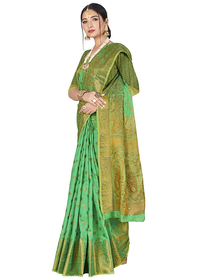 ethnic motifs banarasi saree with blouse - 18012348 - Zoom Image - 2
