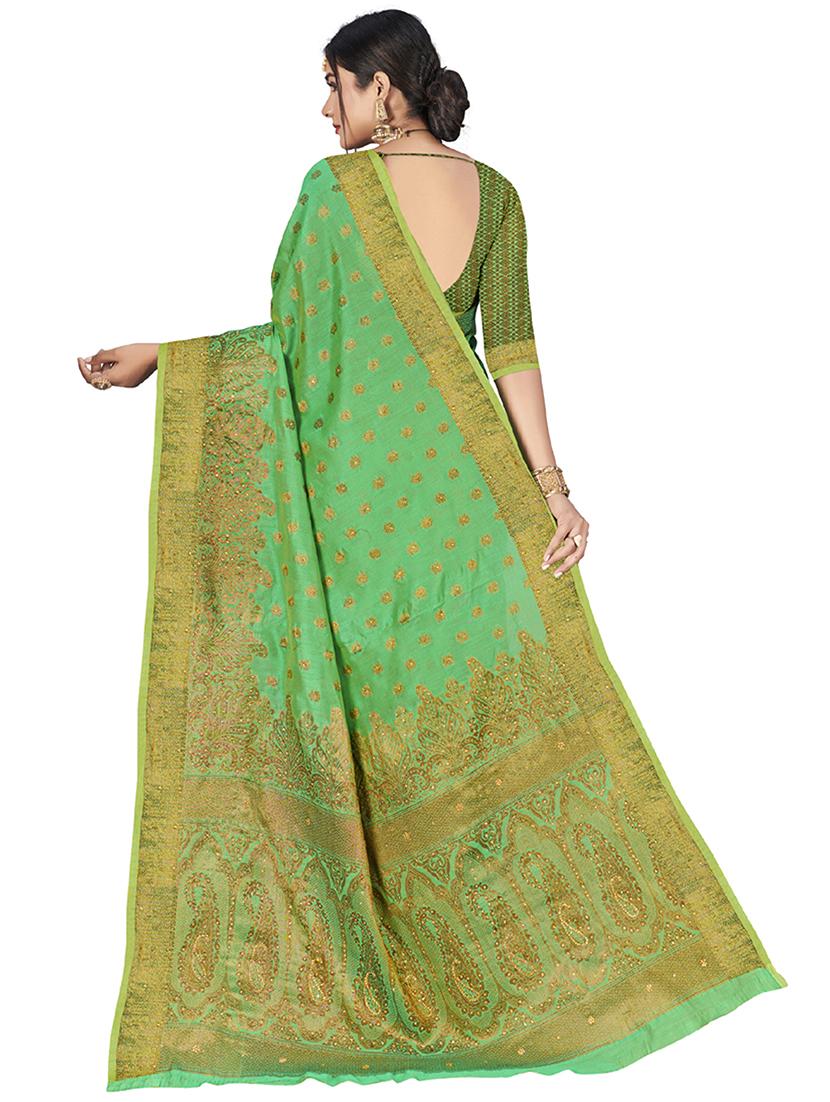 ethnic motifs banarasi saree with blouse - 18012348 - Zoom Image - 3