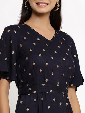 v-neck printed full leg jumpsuit - 18012418 - Standard Image - 4