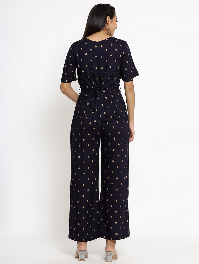 v-neck printed full leg jumpsuit - 18012418 - Zoom Image - 3
