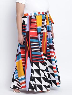 tie front printed a-line skirt - 18013241 - Standard Image - 2