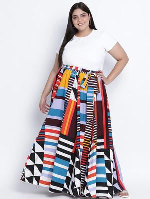 tie front printed a-line skirt - 18013241 - Standard Image - 4